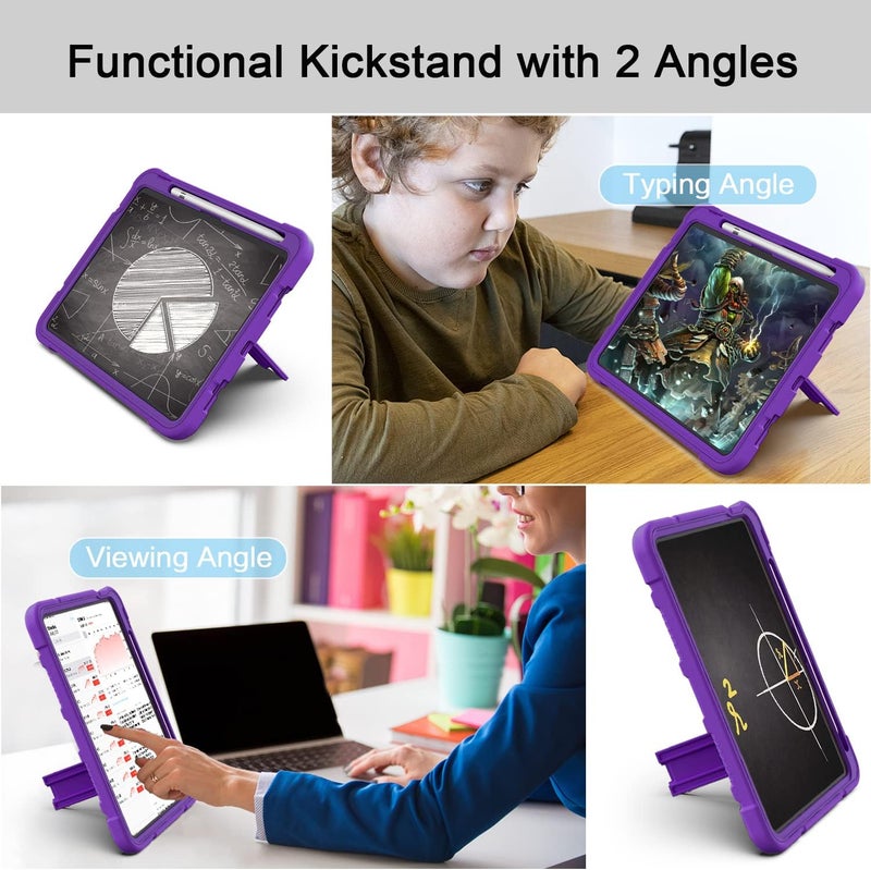 Azzsy Case for iPad (A16) 11th Generation 11 Inch 2025 / iPad 10th Generation 10.9 Inch 2022, [Built-in Pencil Holder] Heavy Duty Shockproof Rugged Protective Case, Purple - Image 3